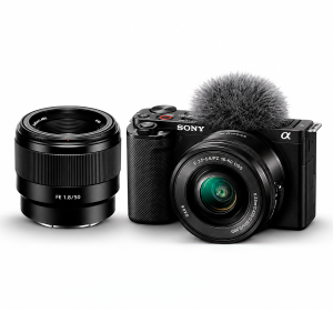 Cámara Sony ZV-E10 + Lente Kit 16-50mm OSS II + Lente Sony 50mm F1.8 OSS